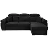 Image de Canapé d'angle komo reversible et convertible avec coffre et têtières réglables en tissu - noir