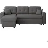 Image de Canapé dangle 3 places convertible réversible MARIUS en tissu - Gris foncé - L220 x P146 x H84cm - LOUNGITUDE