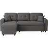 Image de Marius - canapé d'angle convertible réversible en tissu - gris foncé
