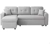 Image de Canapé dangle 3 places convertible réversible MARIUS en tissu - Gris clair - L220 x P146 x H84cm - LOUNGITUDE
