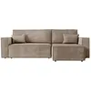 Image de Canapé dangle 3 places convertible réversible CLARISSE avec coffre en velours côtelé - Taupe - L269 x P159 x H89cm - LOUNGITUDE