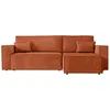 Image de Canapé dangle 3 places convertible réversible CLARISSE avec coffre en velours côtelé- Terracotta - L269 x P159 x H89cm - LOUNGITUDE