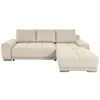 Image de Canapé dangle droit 4 places convertible CASSANDRA avec coffre en tissu - Beige - L270 x P181 x H89cm - LOUNGITUDE
