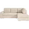 Image de Canapé dangle droit 3 places convertible ADEN avec coffre en velours côtelé - Beige - L246 x P174 x H96cm - LOUNGITUDE