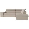 Image de Canapé dangle droit 3 places SOAN convertible en tissu - Beige - L262 x P220 x H76cm - LOUNGITUDE