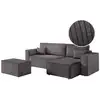 Image de Pack - clarisse - canapé d'angle convertible réversible avec pouf en velours côtelé - gris foncé