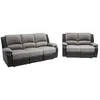 Image de Ensemble de Canapés Relaxation manuel 3 et 2 places Microfibre Grise / Simili Noir LEO - LOUNGITUDE