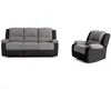 Image de Ensemble de Canapés Relaxation manuel 3 places et 1 place Microfibre Grise / Simili Noir LEO - LOUNGITUDE