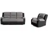 Image de Relaxxo ensemble de canapés relaxation manuel 3 places et 1 place microfibre grise simili noir leo