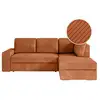 Image de Aden - canapé d'angle convertible avec coffre en velours côtelé - angle droit - terracotta ADEN