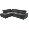 Image de Canapé d'angle convertible paola 4 places avec coffre en tissu - gris foncé - angle gauche PAOLA