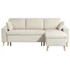 Image de Canapé dangle 3 pl MARIA SCANDINAVE réversible convertible avec coffre en velours côtelé - Beige - L227 x P148 x H95cm - LOUNGITUDE