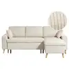 Image de Canapé d'angle maria scandinave réversible convertible avec coffre en velours côtelé - beige MARIA SCANDINAVE