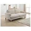 Image de Canapé droit TALMA 3 places en tissu beige pieds bois naturel