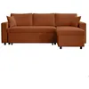 Image de Canapé dangle 3 places convertible réversible MARIA en velours côtelé avec coffre - Terracotta - L227 x P146 x H81cm - LOUNGITUDE