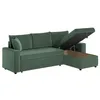 Image de Canapé dangle 3 places convertible réversible MARIA en velours côtelé avec coffre - Vert foncé - L227 x P146 x H81cm - LOUNGITUDE