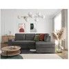 Image de Canapé dangle droit 3 places convertible ADEN avec coffre en velours côtelé - Gris foncé - L246 x P174 x H96cm - LOUNGITUDE