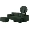 Image de Pack - clarisse - canapé d'angle convertible réversible avec pouf en velours côtelé - vert foncé CLARISSE