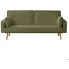 Image de Canapé droit scandinave ELGA convertible 3 places en velours côtelé - Vert foncé - L205 x P85 x H87cm - LOUNGITUDE