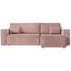 Image de Canapé dangle 3 places convertible réversible CLARISSE avec coffre en velours côtelé- Vieux rose - L269 x P159 x H89cm - LOUNGITUDE