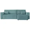 Image de Canapé dangle 3 places convertible réversible CLARISSE avec coffre en velours côtelé- Bleu clair - L269 x P159 x H89cm - LOUNGITUDE