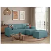 Image de PACK - CLARISSE - Canapé dangle convertible réversible avec pouf en velours côtelé - Bleu clair - L269 x P159 x H89cm - LOUNGITUDE