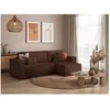 Image de Canapé dangle 3 places convertible réversible CLARISSE avec coffre en velours côtelé - Marron - L269 x P159 x H89cm - LOUNGITUDE