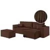 Image de Pack - clarisse - canapé d'angle convertible réversible avec pouf en velours côtelé - marron CLARISSE