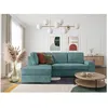 Image de Canapé dangle gauche 3 places convertible ADEN avec coffre en velours côtelé - Bleu clair - L246 x P174 x H96cm - LOUNGITUDE