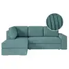 Image de Aden - canapé d'angle convertible avec coffre en velours côtelé - angle gauche - bleu clair ARTEMIS