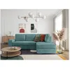 Image de Canapé dangle droit 3 places convertible ADEN avec coffre en velours côtelé - Bleu clair - L246 x P174 x H96cm - LOUNGITUDE