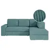 Image de Aden - canapé d'angle convertible avec coffre en velours côtelé - angle droit - bleu clair ARTEMIS