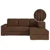 Image de Aden - canapé d'angle convertible avec coffre en velours côtelé - angle droit - marron ARTEMIS