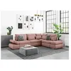 Image de Canapé dangle 4 pl réversible SEBASTIAN convertible avec coffre en velours côtelé - Vieux rose - L267 x P200 x H90cm - LOUNGITUDE