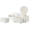 Image de Pack - clarisse - canapé d'angle convertible réversible avec pouf en tissu bouclette - blanc CLARISSE