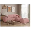 Image de PACK - CLARISSE - Canapé dangle convertible réversible avec pouf en tissu bouclette - Rose - L269 x 159 x 89cm - LOUNGITUDE