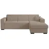 Image de Canapé dangle droit 4 places FUJI XL convertible avec coffre en tissu bouclette - Taupe - L262 x P157 x H83cm - LOUNGITUDE