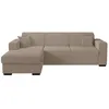 Image de Canapé dangle gauche 4 places FUJI XL convertible avec coffre en tissu bouclette - Taupe - L262 x P157 x H83cm - LOUNGITUDE