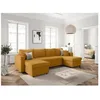 Image de Canapé panoramique 6 places MARIA convertible avec 2 coffres en velours côtelé - Jaune - L295 x P146 x H81cm - LOUNGITUDE