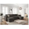 Image de Canapé panoramique 6 places MARIA convertible avec 2 coffres en velours côtelé - Gris foncé - L295 x P146 x H81cm - LOUNGITUDE
