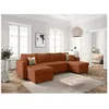 Image de Canapé panoramique 6 places MARIA convertible avec 2 coffres en velours côtelé - Terracotta - L295 x P146 x H81cm - LOUNGITUDE