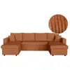 Image de Canapé d'angle panoramique maria convertible avec 2 coffres en velours côtelé - terracotta MARIA