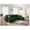 Image de Canapé panoramique 6 places MARIA convertible avec 2 coffres en velours côtelé - Vert foncé - L295 x P146 x H81cm - LOUNGITUDE