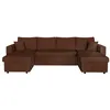 Image de Canapé panoramique 6 places MARIA convertible avec 2 coffres en velours côtelé - Marron - L295 x P146 x H81cm - LOUNGITUDE