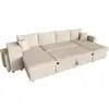 Image de Canapé panoramique oslo convertible avec 2 coffres, 2 poufs à gauche en velours côtelé beige OSLO