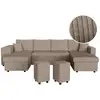 Image de Canapé panoramique oslo convertible avec 2 coffres, 2 poufs à gauche en velours côtelé taupe OSLO