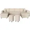 Image de Canapé panoramique oslo convertible avec 2 coffres, 2 poufs à droite en velours côtelé beige OSLO