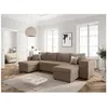 Image de Canapé panoramique OSLO convertible avec 2 coffres 2 poufs à droite en velours côtelé taupe - L311 x P146 x H81cm - LOUNGITUDE
