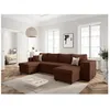 Image de Canapé panoramique OSLO convertible avec 2 coffres 2 poufs à droite en velours côtelé marron - L311 x P146 x H81cm - LOUNGITUDE