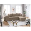 Image de Canapé dangle réversible convertible OSLO avec coffre 2 poufs à gauche en velours côtelé taupe - L241 x P146 x H81cm - LOUNGITUDE